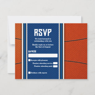 Carte RSVP Orange Blue Basketball Bar Mitzvah