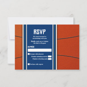 Carte RSVP Orange Blue Basketball Bar Mitzvah