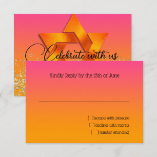 Carte RSVP Orange to rose Ombre avec étoile