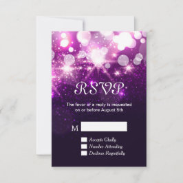 Carte RSVP - Paillettes de Strass Violet Tendance