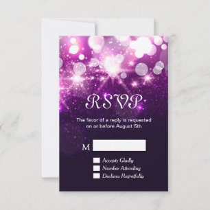 Carte RSVP - Paillettes de Strass Violet Tendance