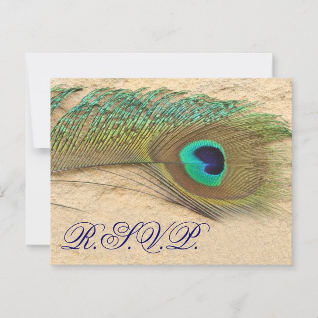 carte rsvp paon bleu (Devant)