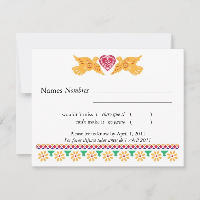 Carte RSVP Papel Picado Style Inséparables (Devant)