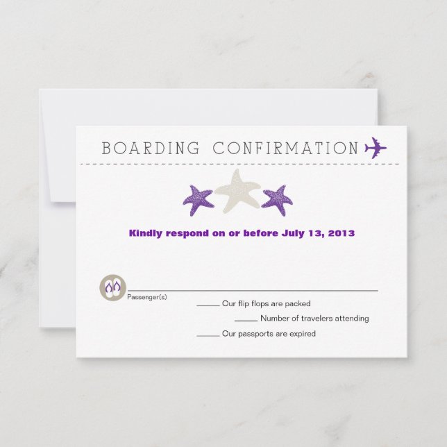 Carte RSVP Pass d'embarquement Starfish (Devant)