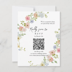 Carte RSVP Pastel Fleur sauvage QR Code
