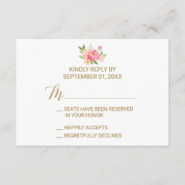 Carte RSVP Peach and Pink Peony Flowers