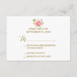 Carte RSVP Peach and Pink Peony Flowers