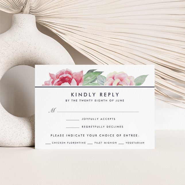 Carte RSVP Peony Antique Avec Choix De Repas (Créateur téléchargé)