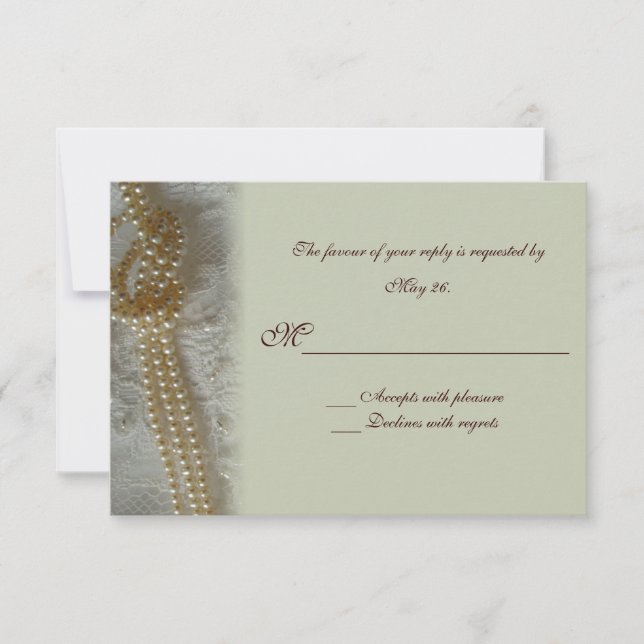Carte RSVP Perles et dentelle (Devant)