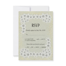 Carte RSVP personnalisée en or floral élégant pour