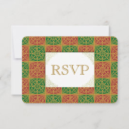 Carte RSVP personnalisée Fleur de Lis Rouge Vert