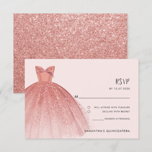 Carte RSVP personnalisée moderne 15e anniversaire (Devant / Derrière)