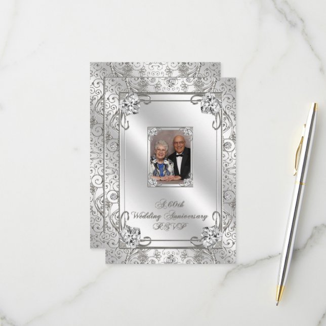 Carte RSVP photo pour le 60e anniversaire du Maria (Devant/Arrière en situation)