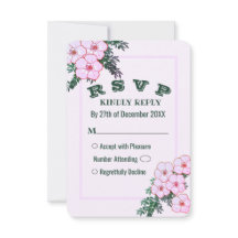 Carte RSVP Pink Anemone Greenery Floral Wedding