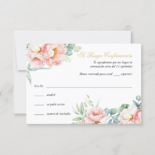 Carte RSVP Pink Gold Quinceañera en espagnol