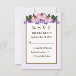 Carte RSVP Pink Magnolia Lavender Floral Wedding