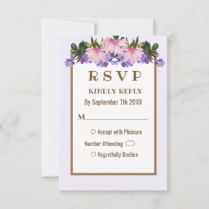 Carte RSVP Pink Magnolia Lavender Floral Wedding