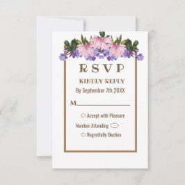 Carte RSVP Pink Magnolia Lavender Floral Wedding