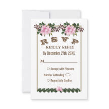 Carte RSVP Pink Magnolia Verdure Mariage Floral