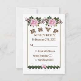 Carte RSVP Pink Magnolia Verdure Mariage Floral