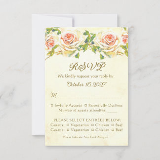 Carte RSVP Plat Rose antique 3,5 x 5