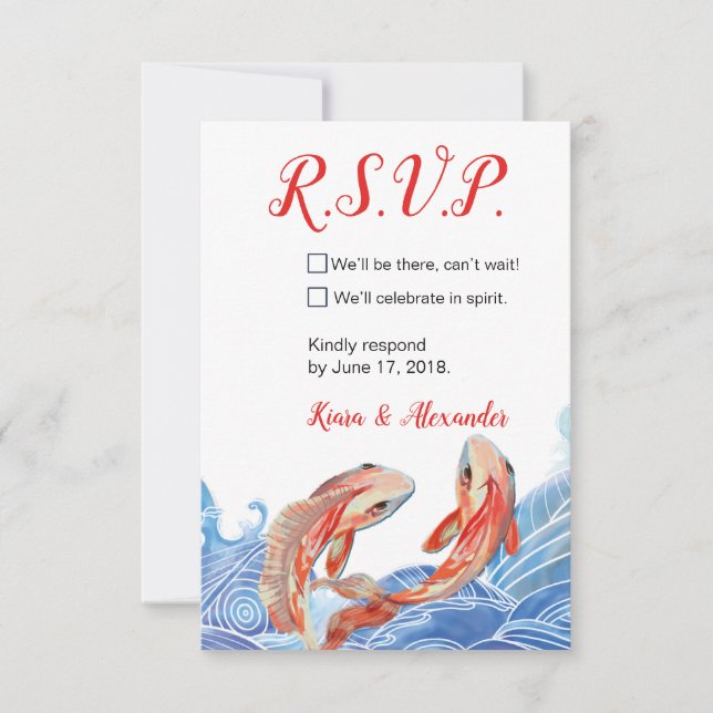 CARTE RSVP POISSON KOI (Devant)