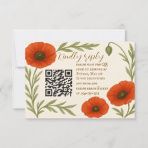 Carte RSVP Poppy Reverie QR Code RSVP