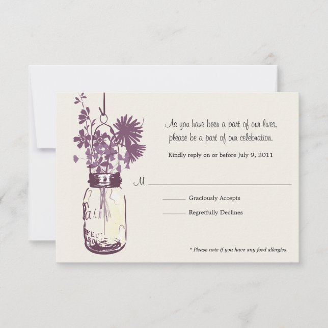 Carte RSVP Pot Mason & Fleurs Sauvages (Devant)