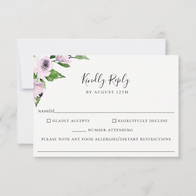 Carte RSVP pour allergie alimentaire aux Mariages  (Devant)