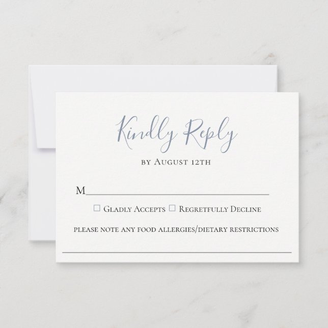 Carte RSVP pour allergie alimentaire Mariage bleu  (Devant)
