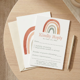 Carte RSVP pour baby shower arc-en-ciel minimal