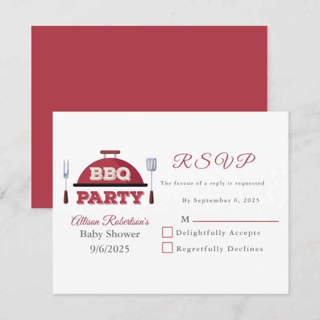 Carte RSVP pour Baby shower BBQ extérieur (Devant / Derrière)