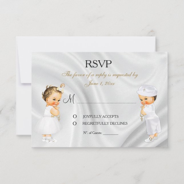 Carte RSVP pour la communion baptisée baptême (Devant)