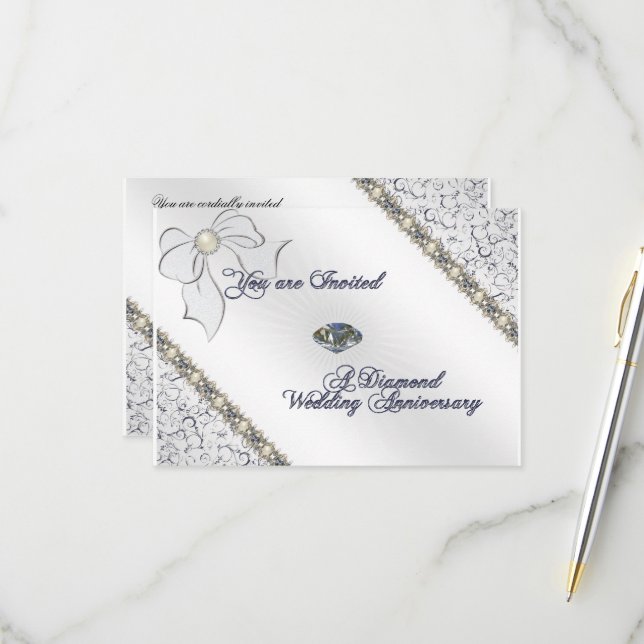 Carte RSVP pour le 60e anniversaire du Mariage (Devant/Arrière en situation)