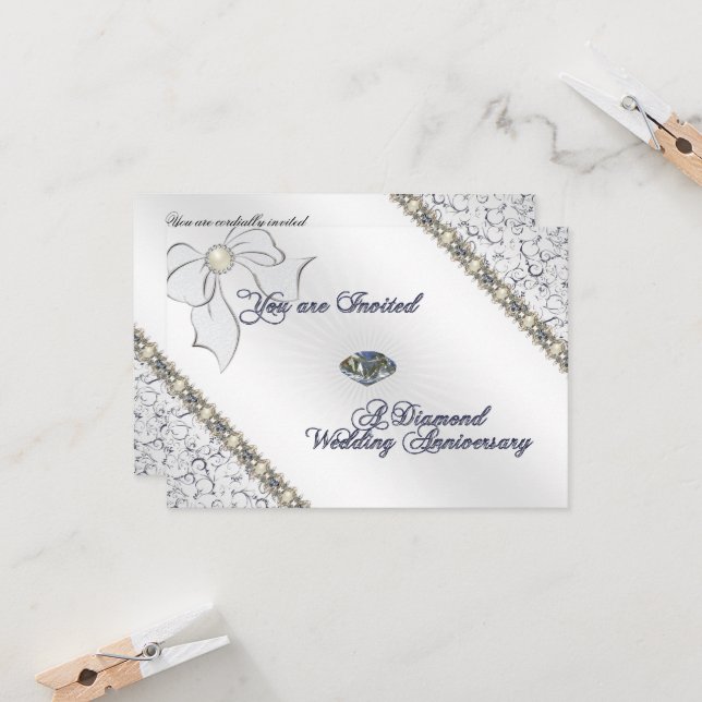 Carte RSVP pour le 60e anniversaire du Mariage (Devant/Arrière en situation)