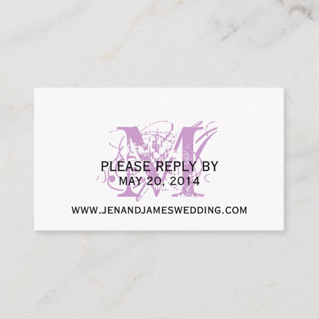 Carte RSVP pour le site web Mariage Purple Chic Mo (Devant)