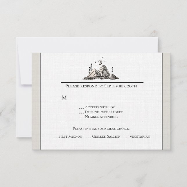 Carte RSVP pour les monts tirés à l'encre (Devant)