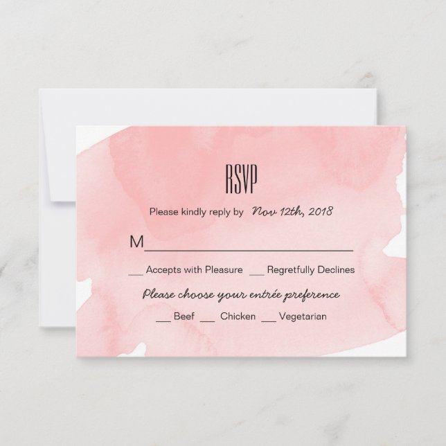 Carte RSVP pour mariage avec lave couleur rose (Devant)