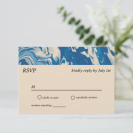 Carte RSVP pour mariage côtier moderne en marbre b