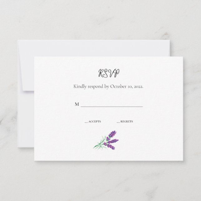 Carte RSVP pour Mariage élégant Lavender (Devant)