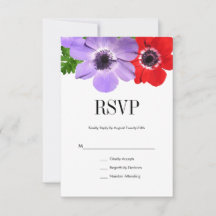 Carte RSVP pour mariage floral à l'anémone aquarel