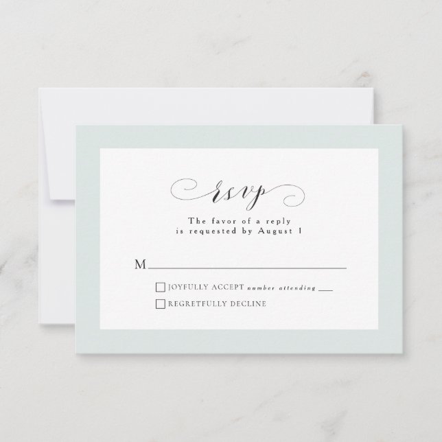 Carte RSVP pour mariage formel cadre vert (Devant)