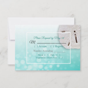 Carte RSVP pour mariage océen turquoise Dollar de 