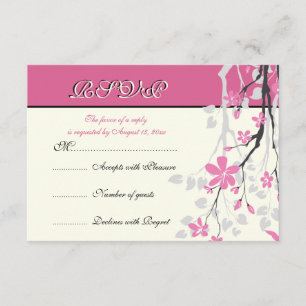 Carte RSVP pour mariage rose de la branche Magnoli