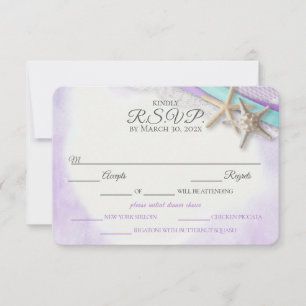 Carte RSVP pourpre Vintage de plage Starfish