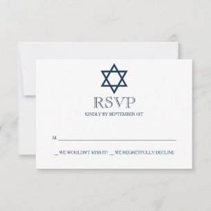 Carte RSVP Preppy Navy Blue Bar Mitzvah