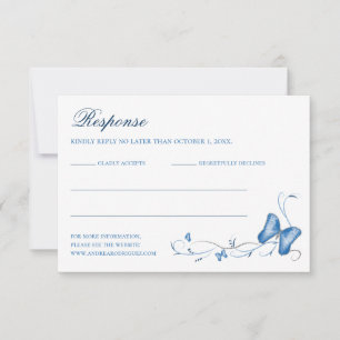 Carte RSVP Quinceanera Blue Butterflies & Swirls