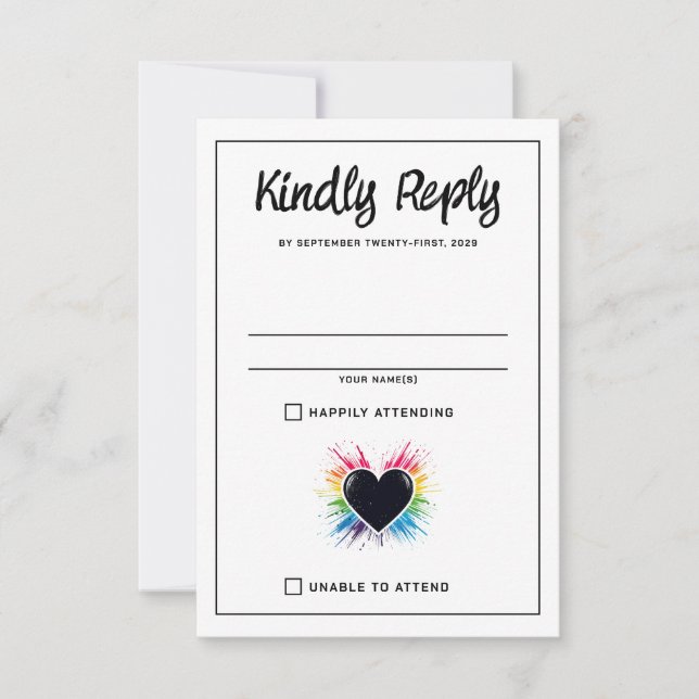 Carte RSVP Rainbow Burst (Devant)