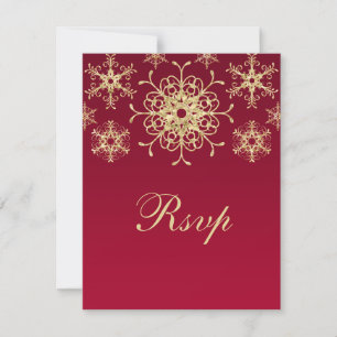 Carte RSVP Red, Gold Parties scintillant LOIN Snow