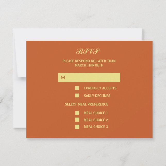 Carte RSVP Réponse du Mariage Rose de Terracotta (Dos)